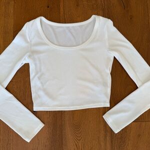White Long Sleeve Crop Top